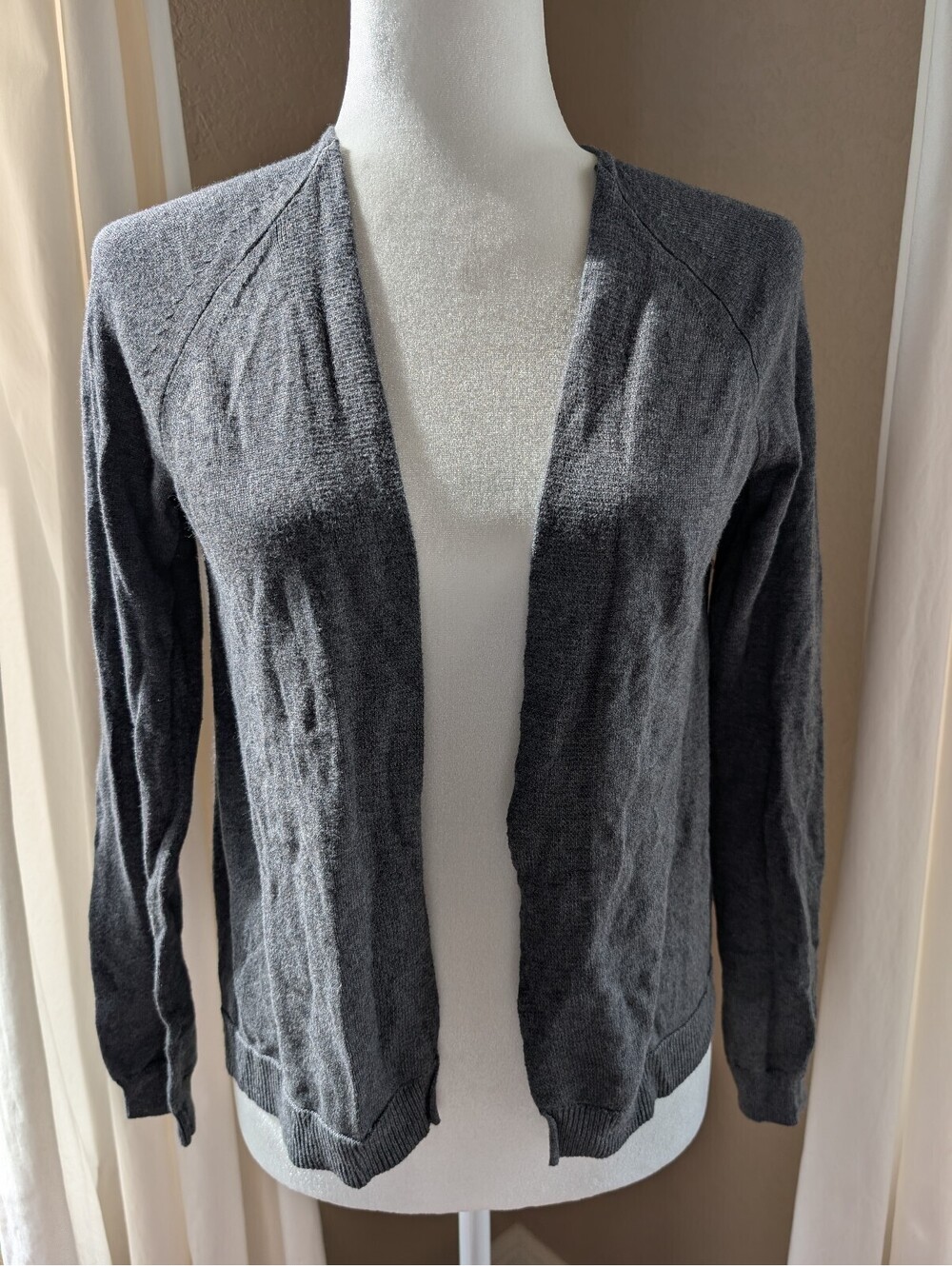 GAP Charcoal Gray Open Front Lightweight Cardigan Sweater S